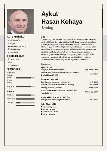 Biyolog CV Örnekleri cv indir